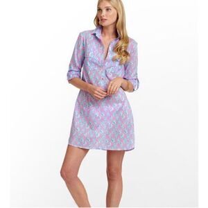 LILLY PULITZER CAPTIVA A LITTLE TIPSY Pink & Blue Seashell Print Sz Medium Tunic